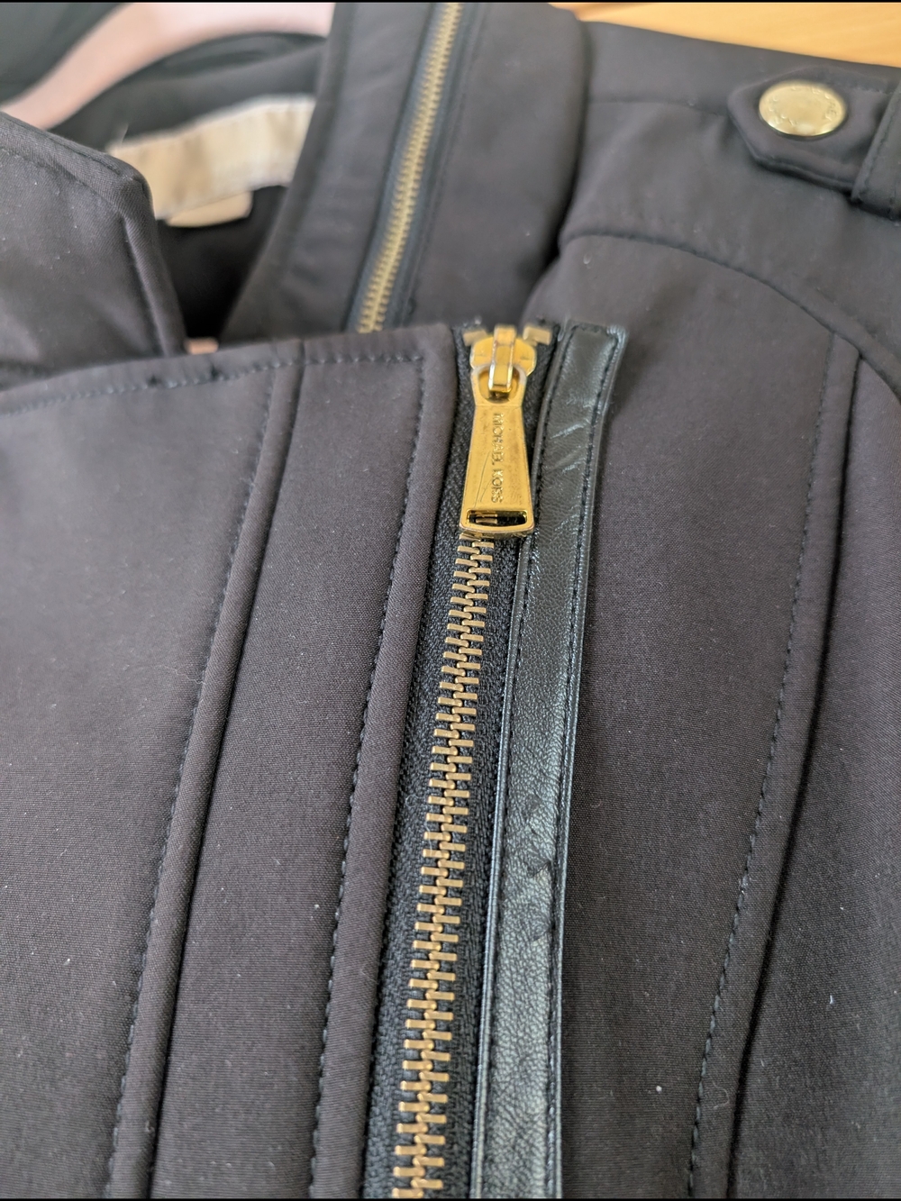 MICHAEL Michael Kors Black Trench Coat with Gold Hardware Accents - Picture 4 of 11